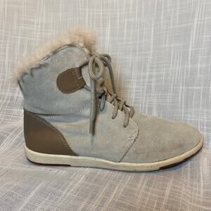 Emu Australia Illawong Sheepskin Lined Suede Ankle Boots Beige Womens 6.5